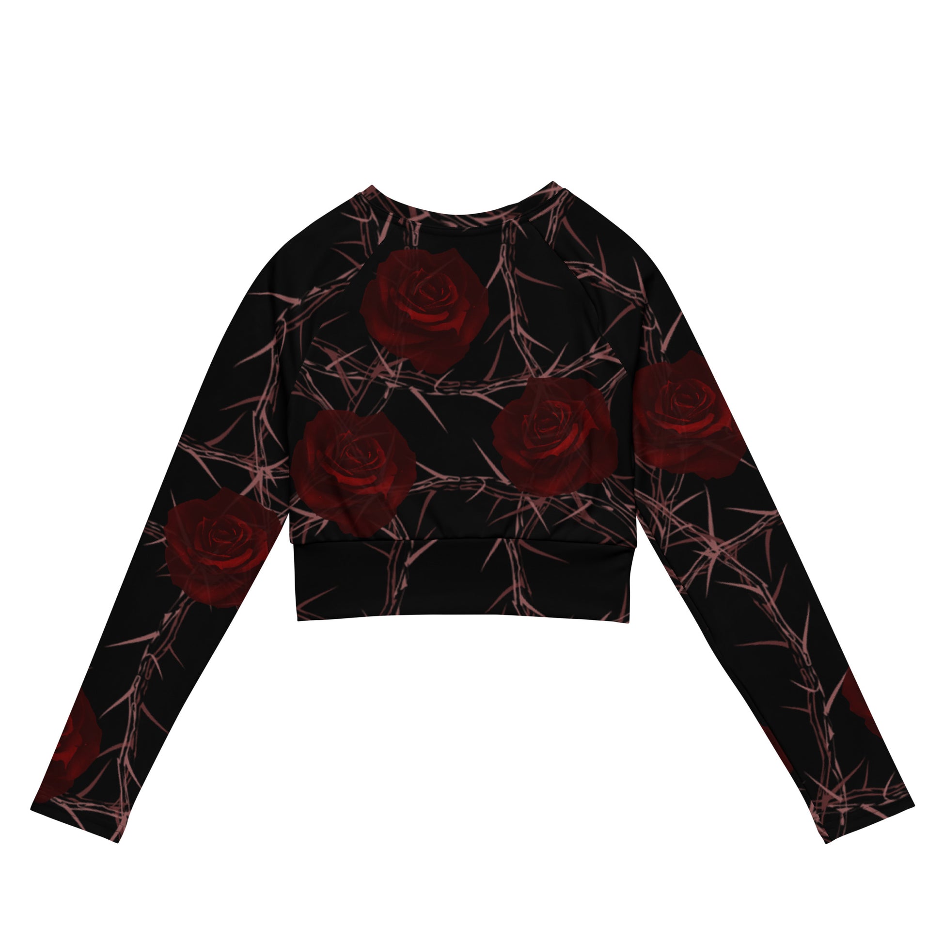Thorns Red Roses long-sleeve crop top