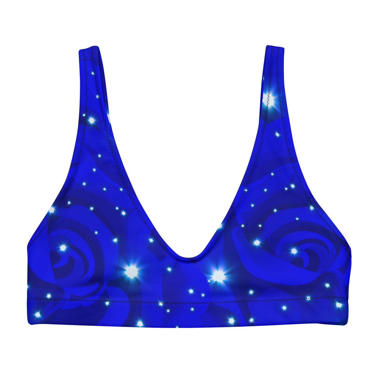 Midnight Blue Rose padded bikini top