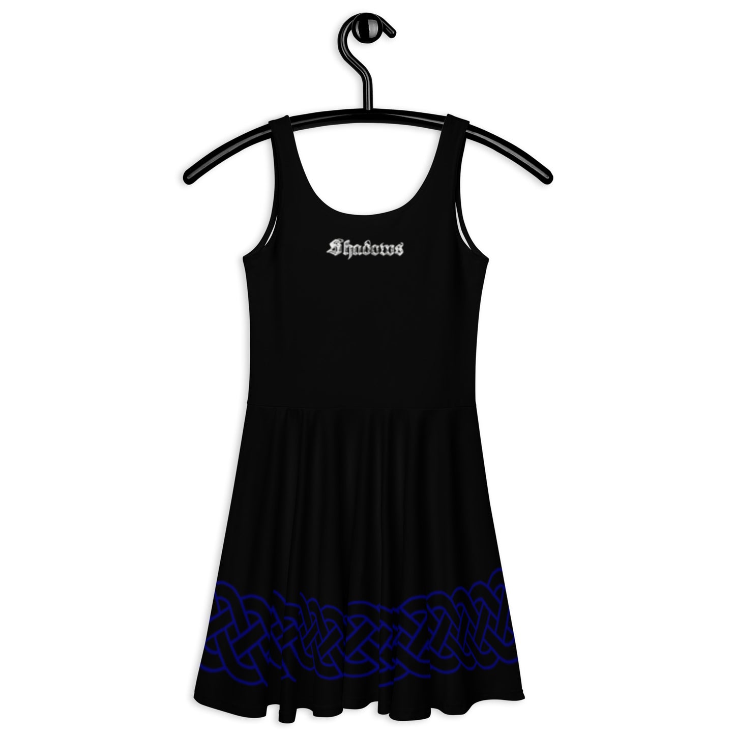 Celtic Knot Blue Skater Dress Black