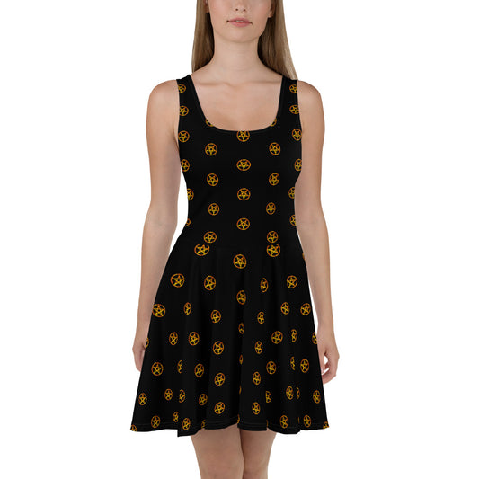 Fire Pentagram Pattern Skater Dress