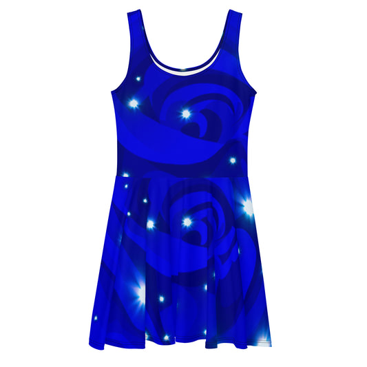 Midnight Rose Blue Skater Dress
