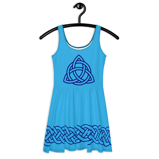Celtic Knot Blue Skater Dress Sky Blue