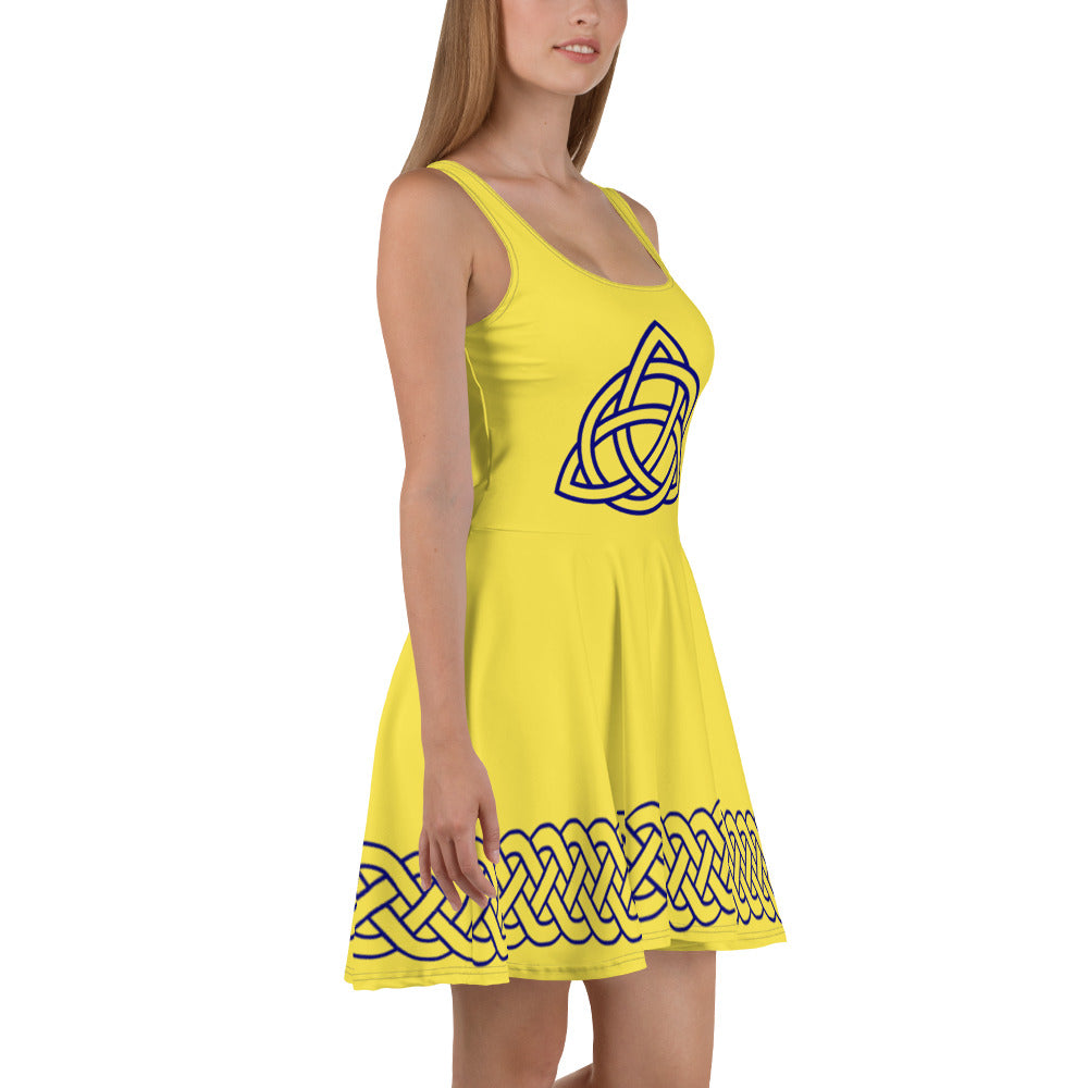 Celtic Knot Blue Skater Dress Lemon