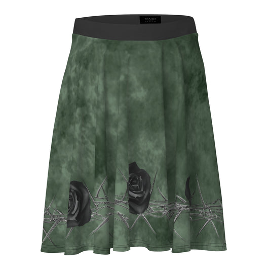 Smoke Green Black Rose Skirt