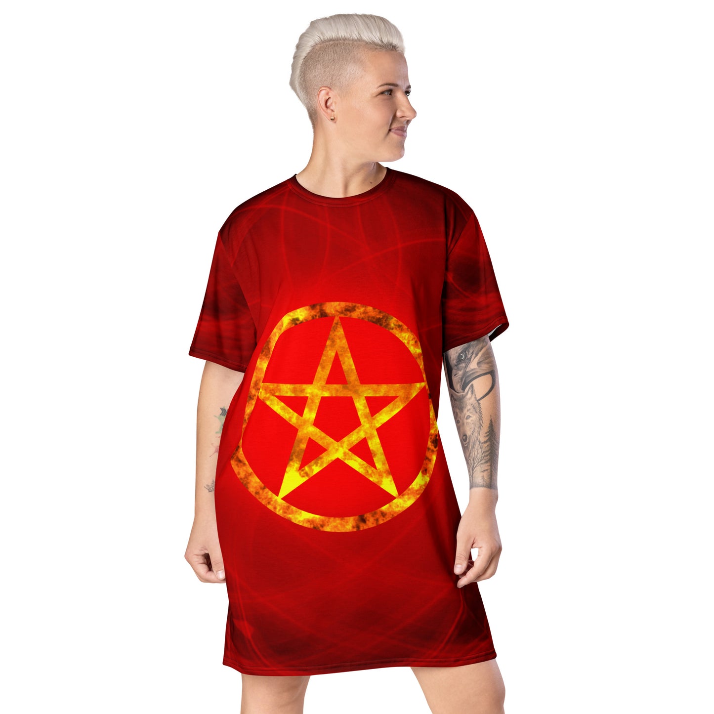 Magic Red Pentagram T-shirt dress