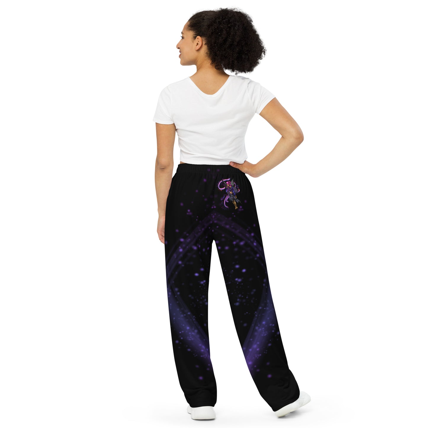 Purple Fairy Unisex Wide-leg Pants Black