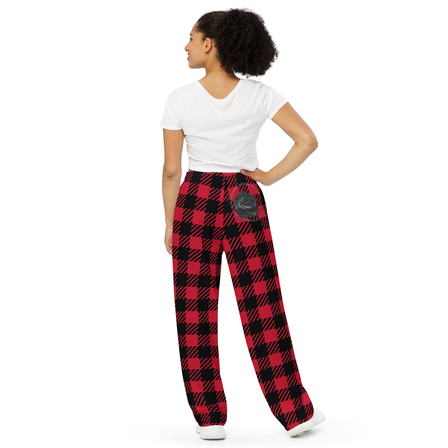 Red Checkered Black Rose pants
