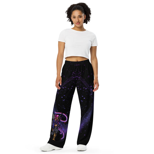 Purple Fairy Unisex Wide-leg Pants Black