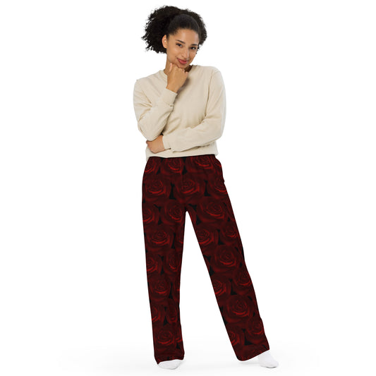 Dark Red Rose wide-leg pants