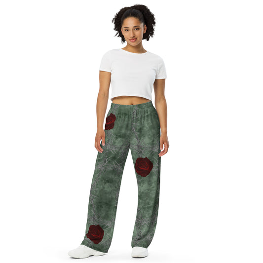 Dirty Green Red Rose pants
