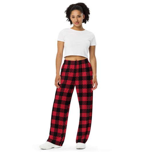 Red Checkered Black Rose pants