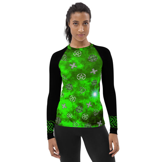 Wicca Green Pattern Rash Guard