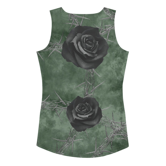 Smokey Green Dark Rose Tank Top