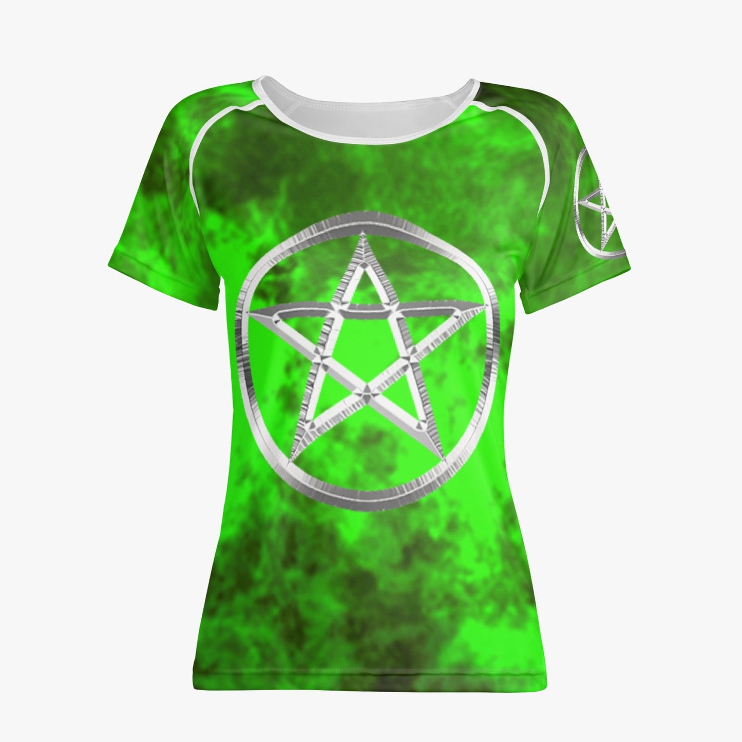 Wicca Green Silver Pentagram T-shirt