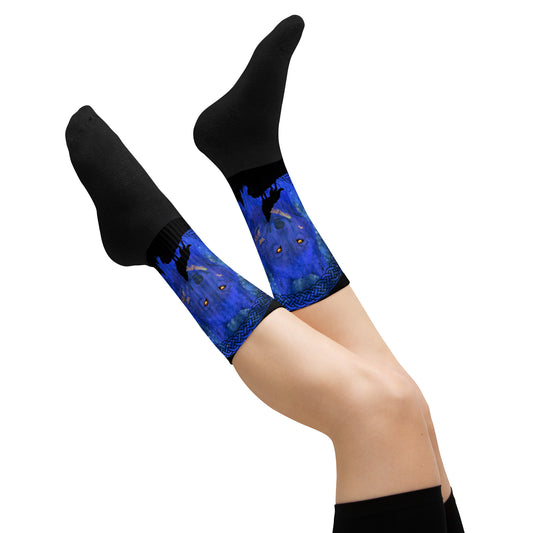 Midnight Blue Wolf Socks