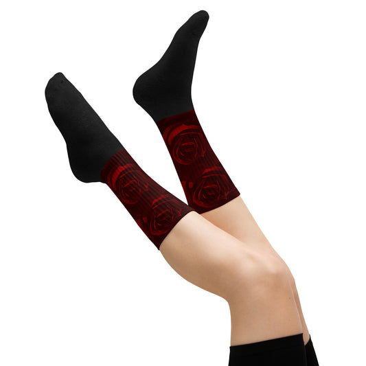 Dark Red Roses Socks