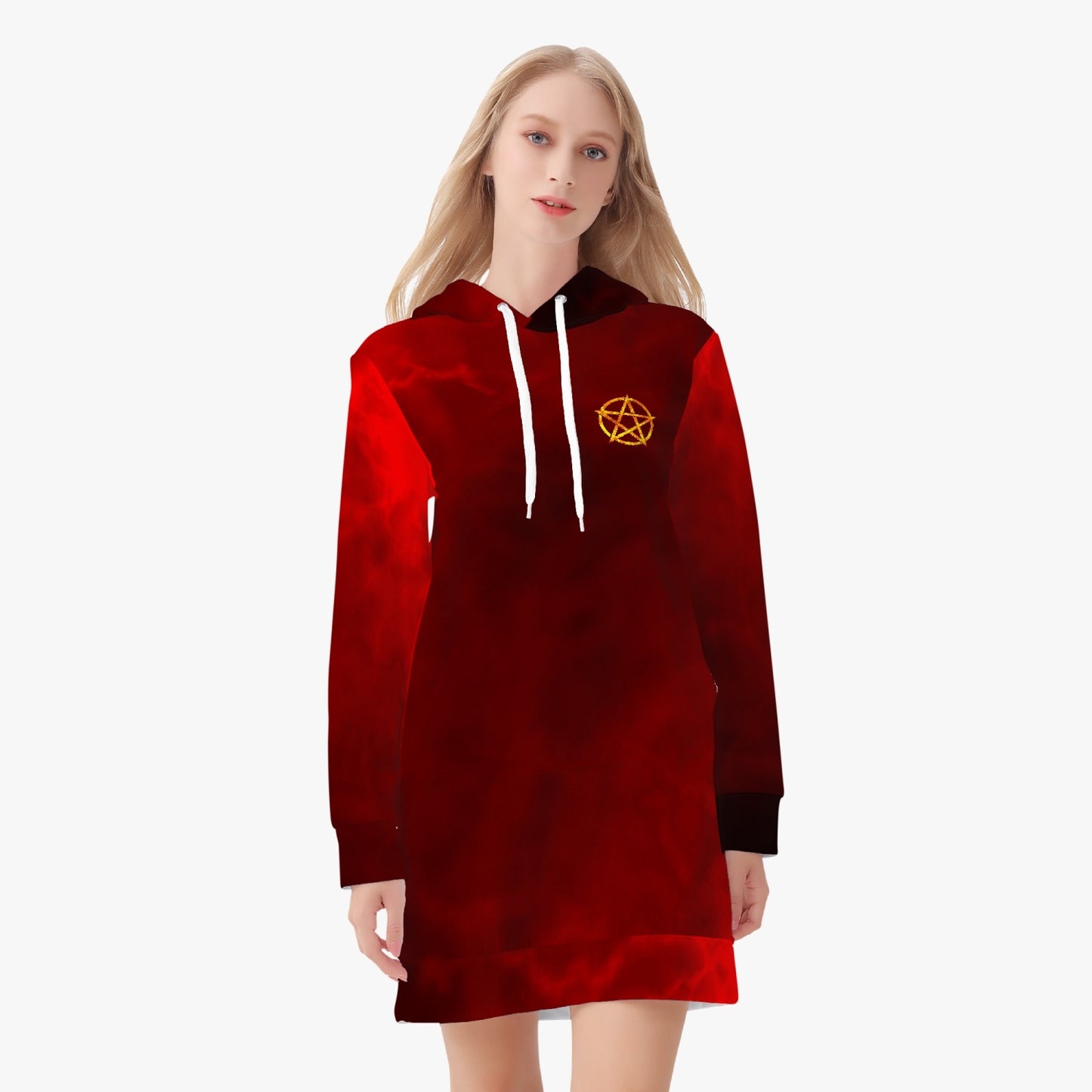 Red Fire Pentagram Hoodie Dress