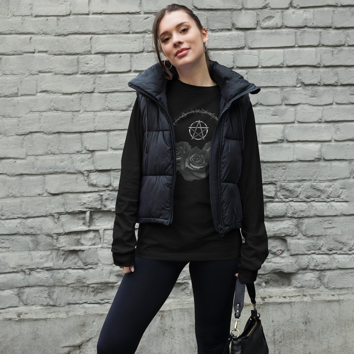 Black Roses Pentagram Long Sleeve Tee
